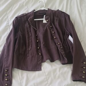 JCPenney Dark Brown Military Blazer with Gold Accents